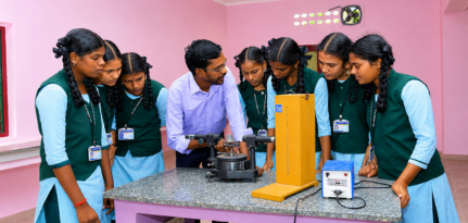 Students learning inside a science laboratory